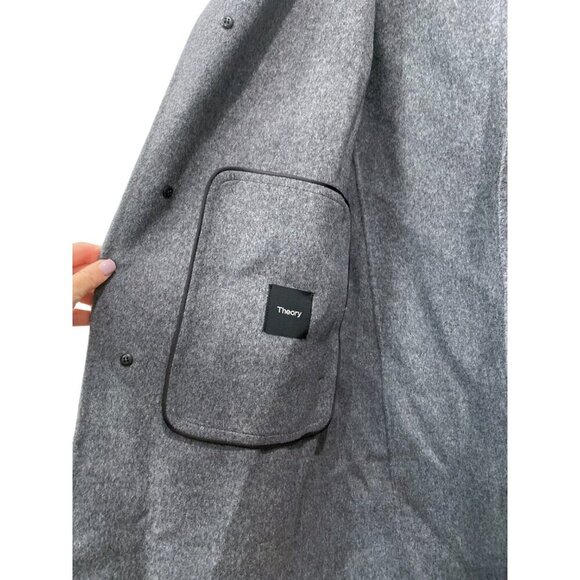 NWT THEORY Wool Cashmere Long Coat Delancey Double Faced Tailored Grey Winter - Picture 14 of 16